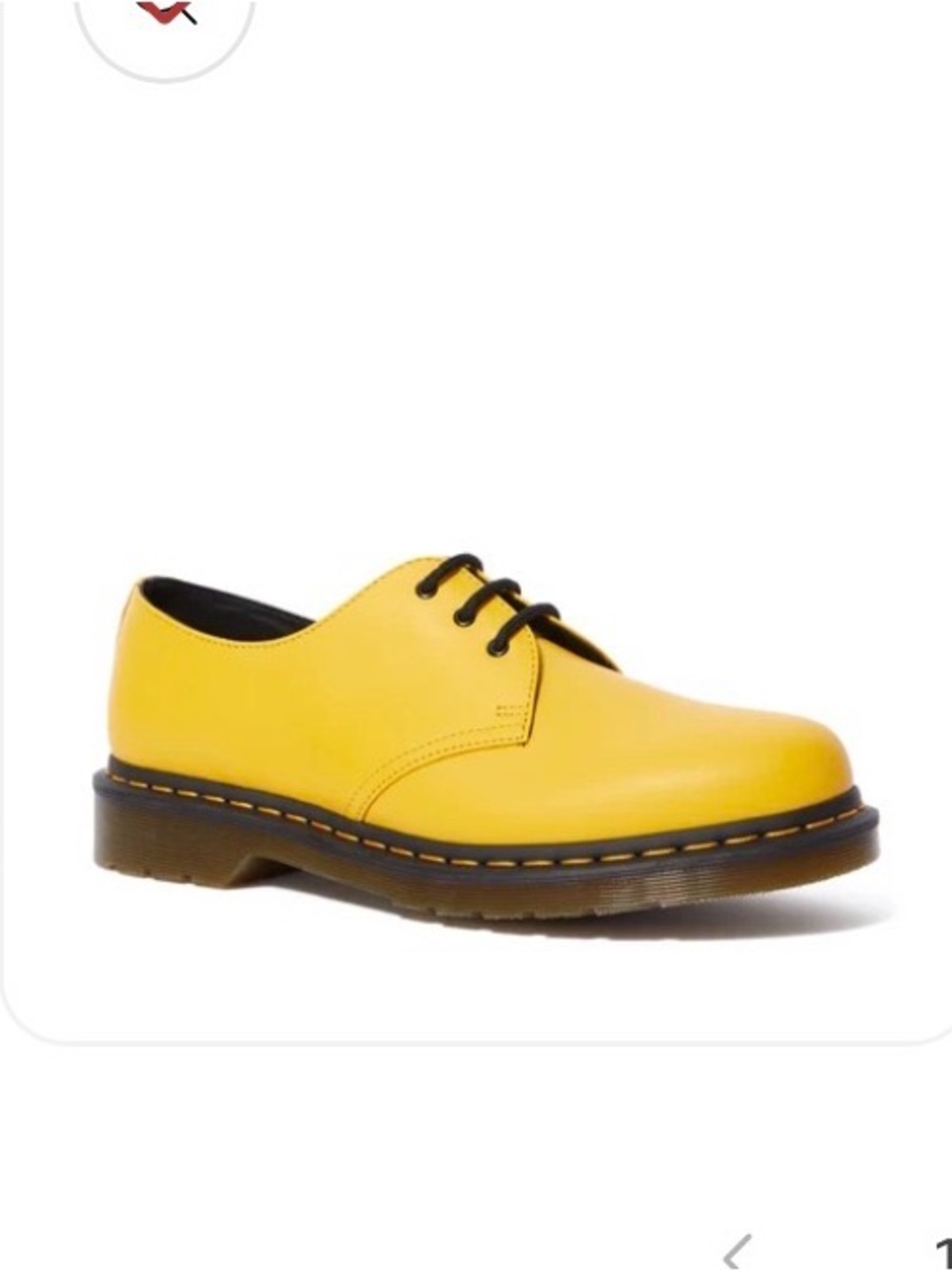 Dr. Martens 1461 Yellow Patent Leather Oxford loafer lace up shoe. Size 7